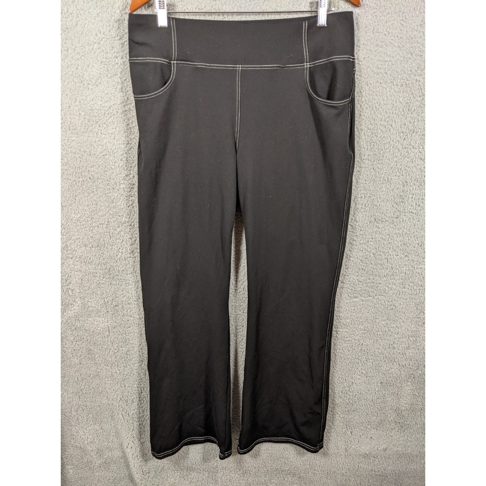 G4Free Yoga Pants Womens 2XL Black Stretch Wide Leg High Waist Gym Active Wear
